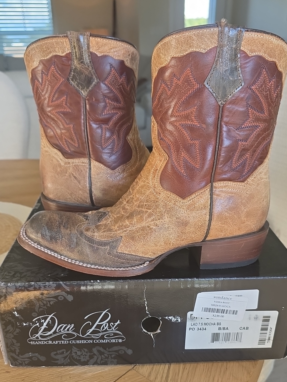 Dan Post Two-Tone Tan and Brown Western Cowboy Boots
